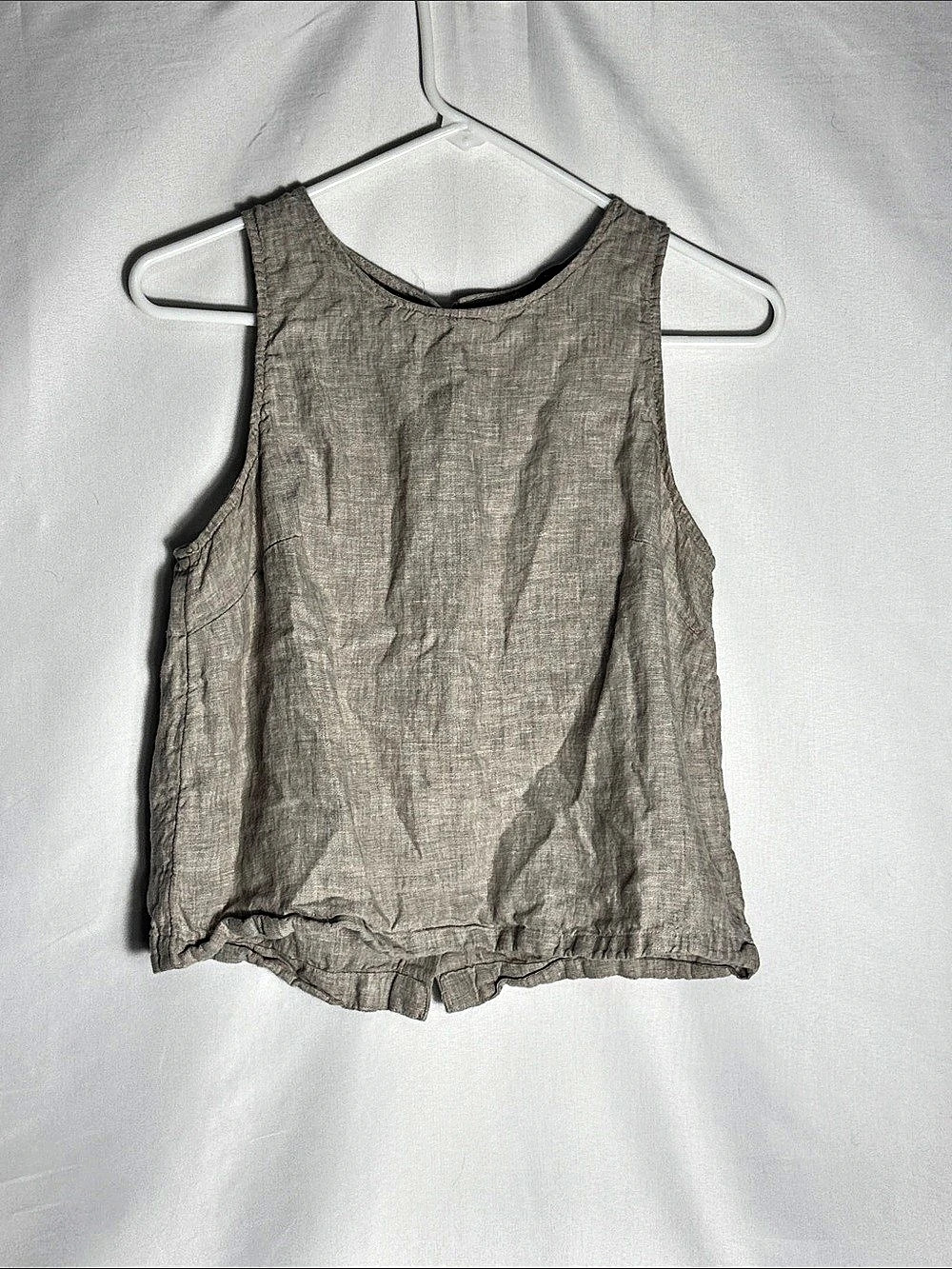 Quince 100% European Linen Cropped Tank Top Flax Beige XS